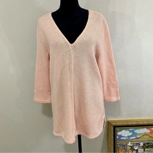 Lauren Ralph Lauren Blush Pink  V-Neck Women's Sweater 100% Cotton